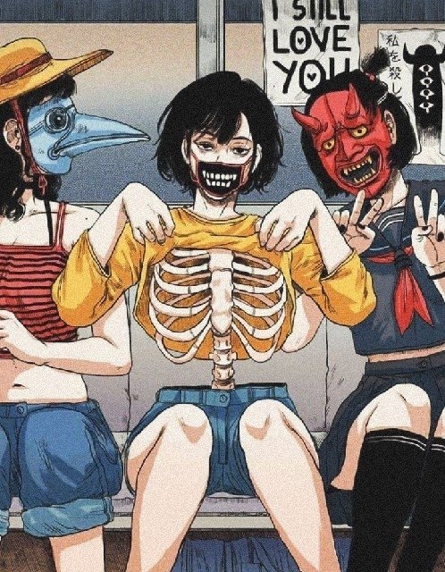 Пустой - скелет, аниме, цветной, маски - оригинал