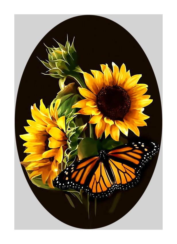 Бабочка. - подсолнухи., бабочка, цветы - оригинал