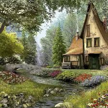 Схема вышивки «Къща в гората»