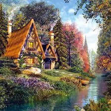 Схема вышивки «Къща край реката»