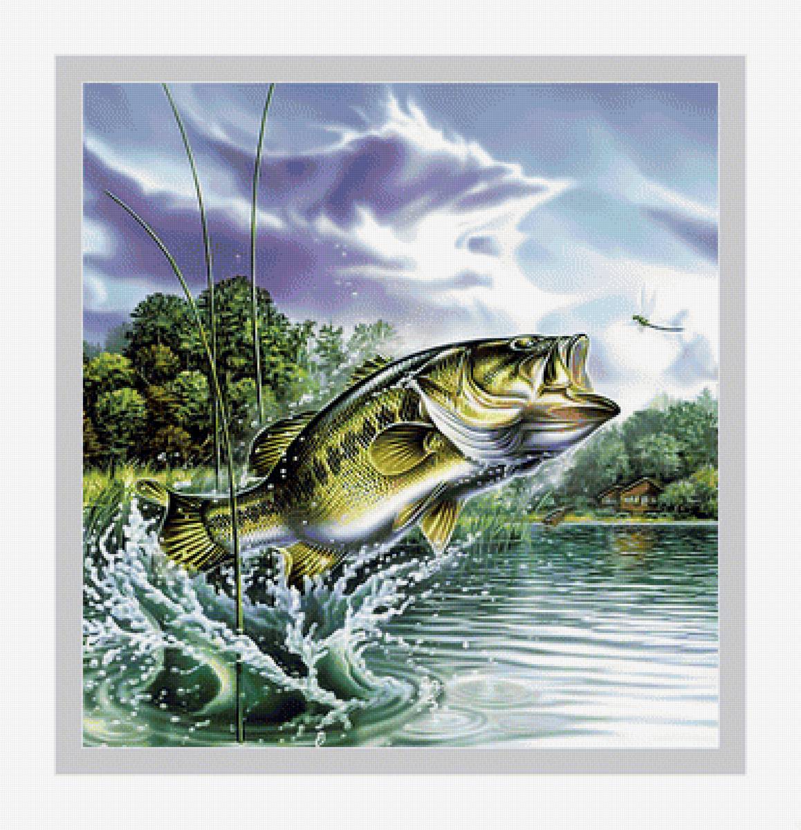 Рыба. - пейзаж., рыба, рыбалка, озеро - предпросмотр