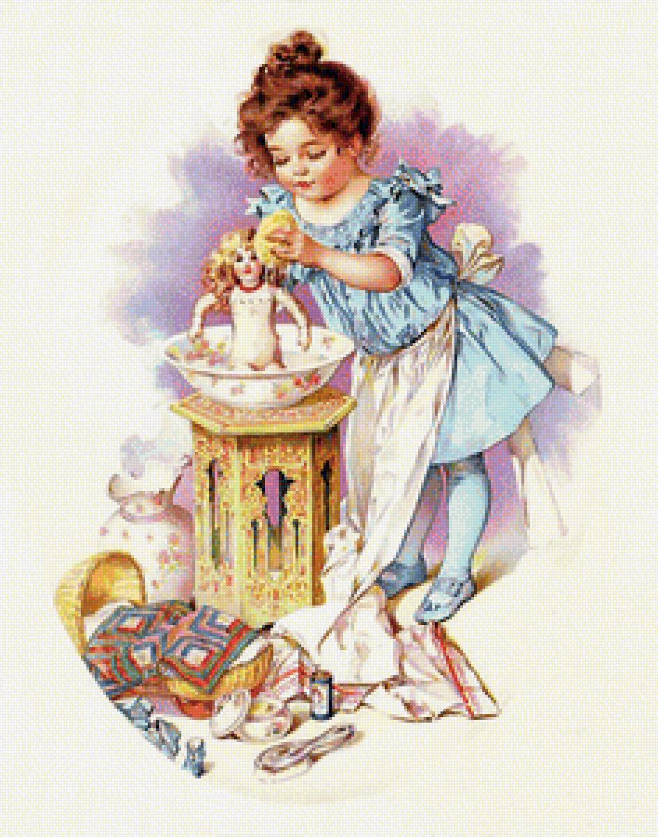 купание куклы - девочка, кукла, дети - предпросмотр