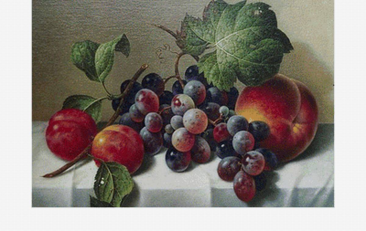 Натюрморт - персики, виноград, фрукты - предпросмотр