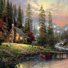 Схема вышивки «Домик в лесу»