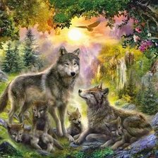 Схема вышивки «Волки»