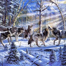 Схема вышивки «Волки»