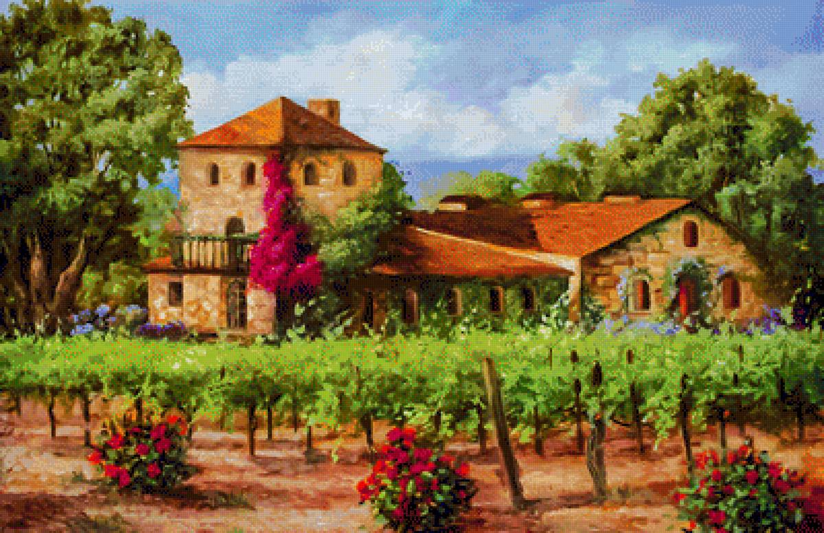Winery Painting. - scenarys.flowers and gardens. - предпросмотр