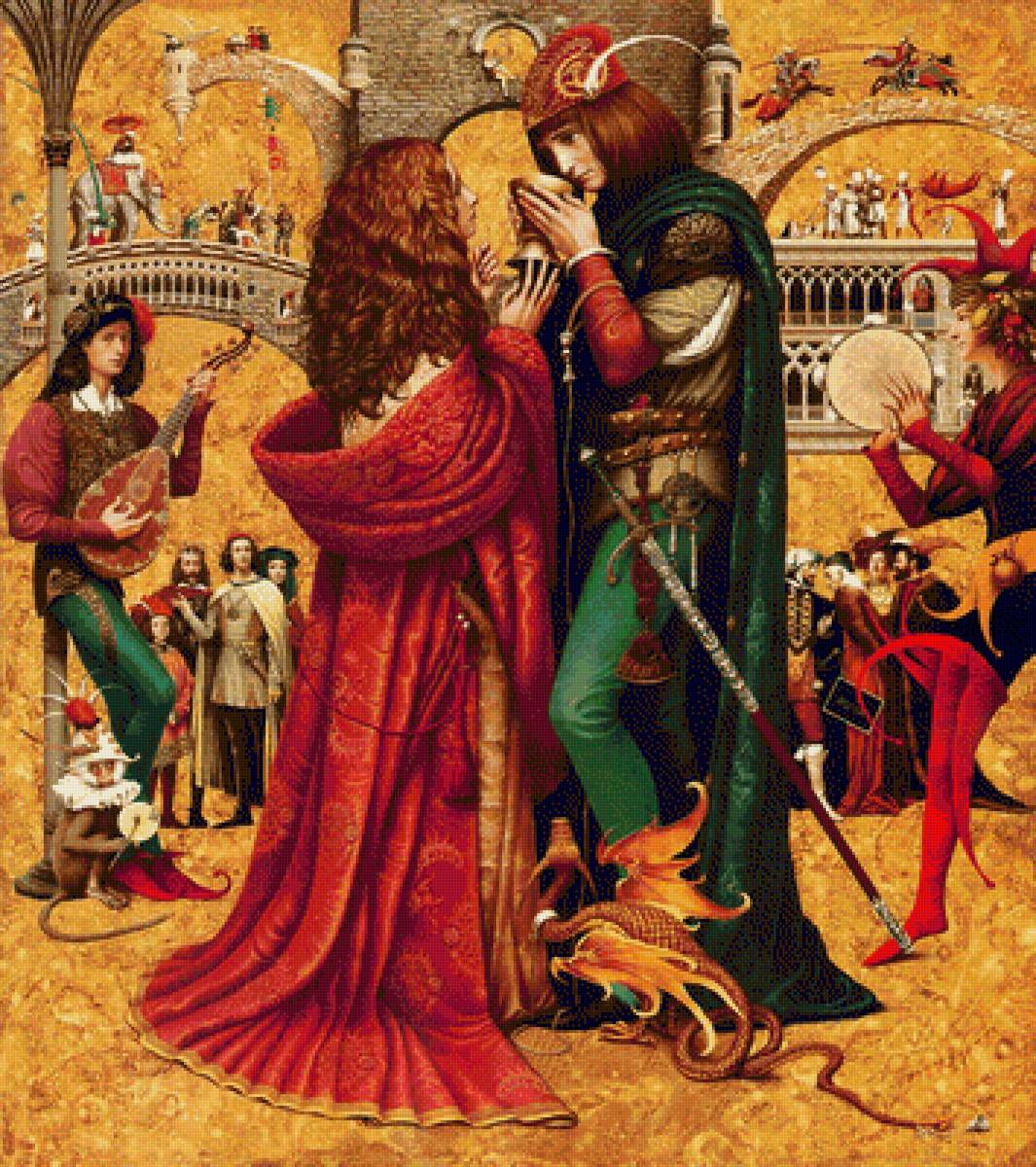 №1957695 - бал, средневековье, люди, девушка, юноша, пара - предпросмотр