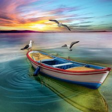 Схема вышивки «Mare gabbiani barca»