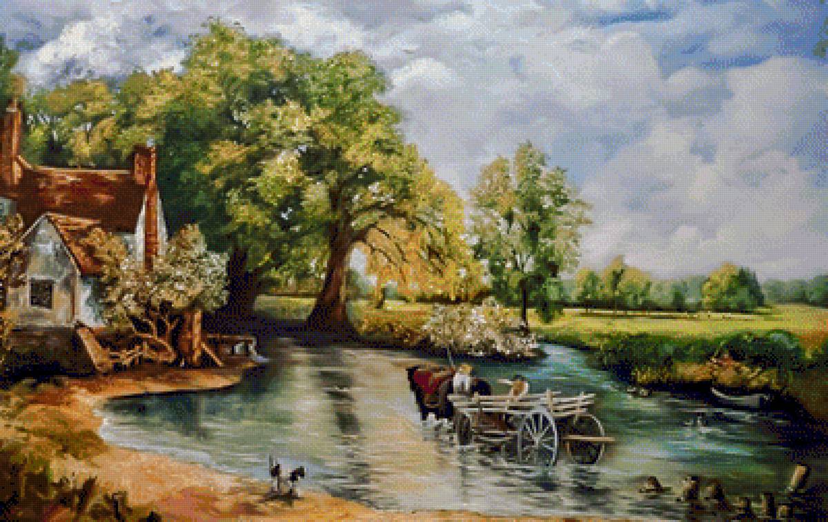 The Haywain. - john constable painter.landscape.people.animals. - предпросмотр