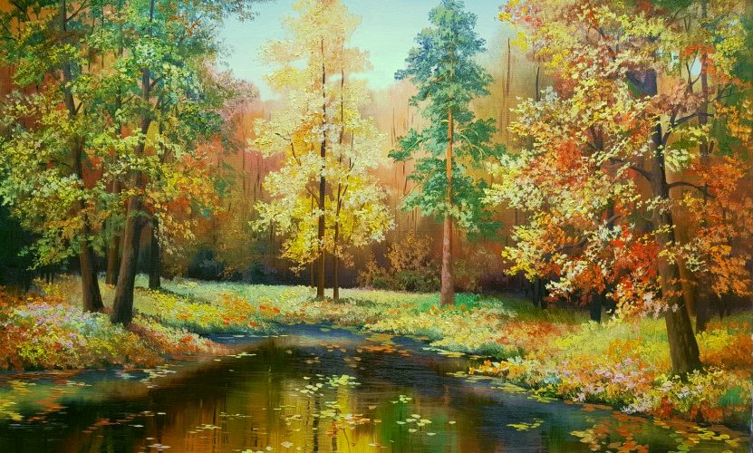 осень - река, лес, природа, пейзаж, осень - оригинал