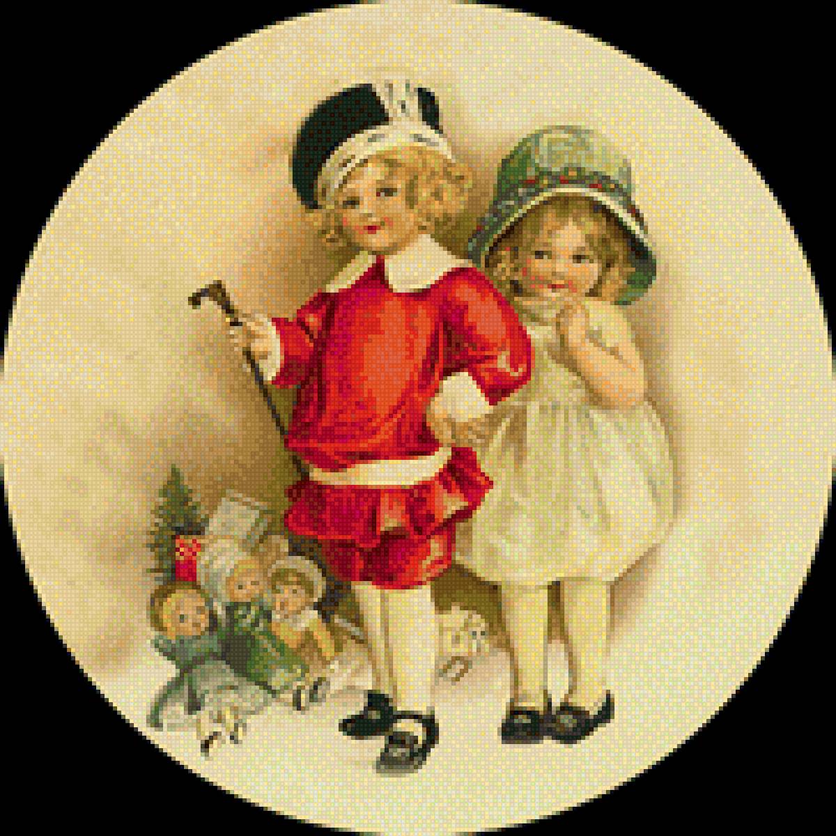 милые дети - дети винтаж старая открытка - предпросмотр