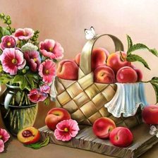 Схема вышивки «цветы и персики»