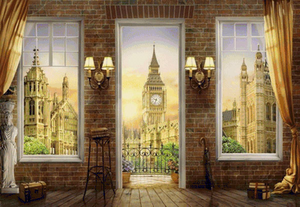 Лондон из окна - лондон, городской пейзаж, окно - предпросмотр