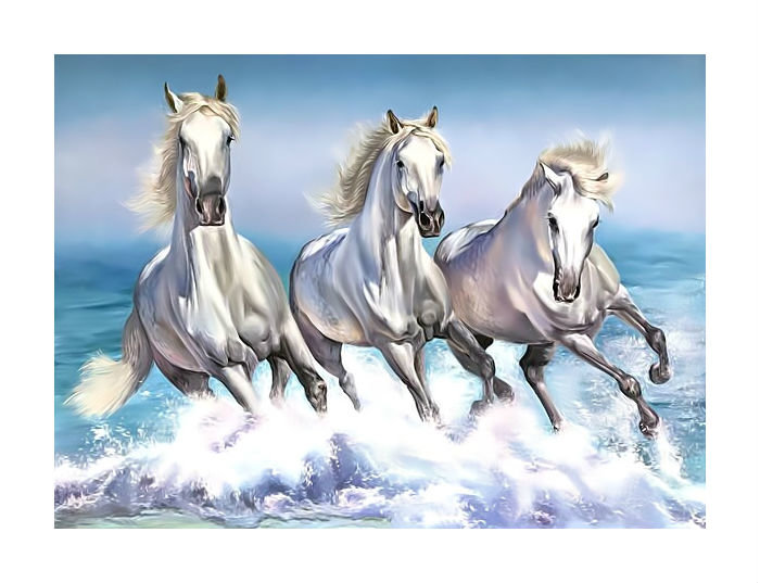 Белые лошади. - море, лошади, волны. - оригинал
