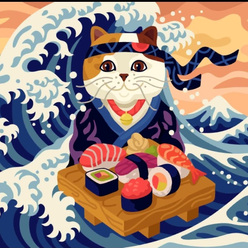 Японские традиции - море, роллы, суши, обед, кухня, япония, кот, трапеза - оригинал