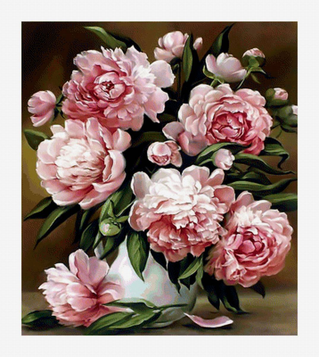Пионы.Букет. - ваза, картина., букет, цветы, пионы, живопись - предпросмотр