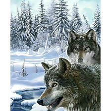 Оригинал схемы вышивки «Волки в зимнем лесу.» (№1959919)