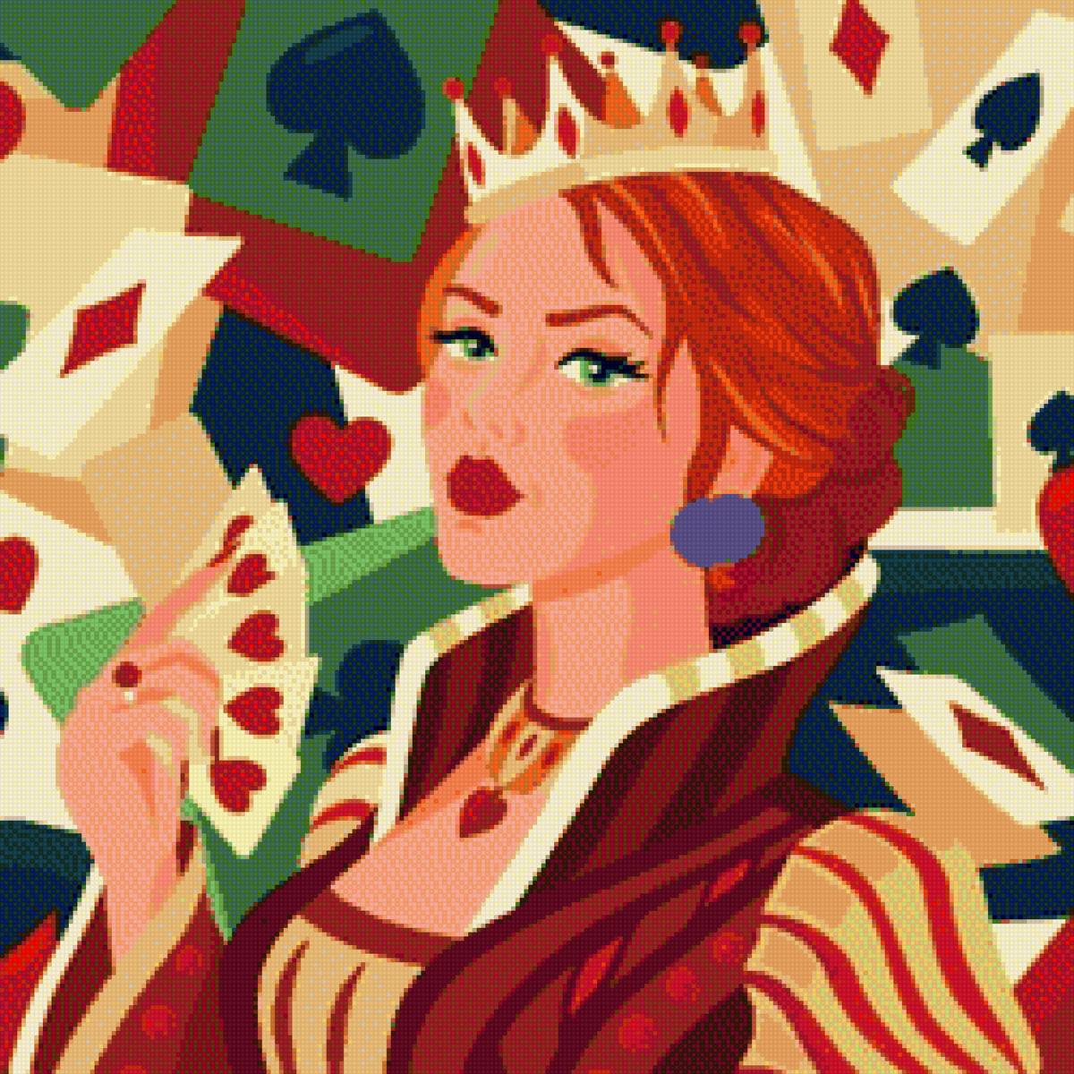 Червовая королева - дама, червя, женщина, карты, красный, сказка, королева - предпросмотр