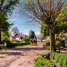 Схема вышивки «A Village Lane.»