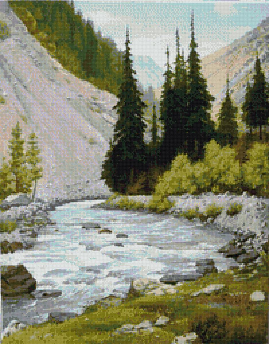 на природе - пейзаж, горы, природа, река - предпросмотр