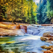 Схема вышивки «Beautiful Waterfall in the Forest.»