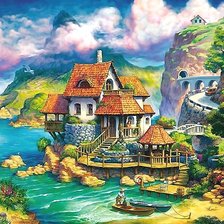 Схема вышивки «Дом у моря»