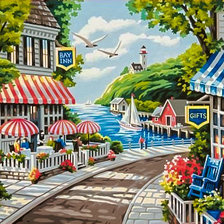 Схема вышивки «Cafe by the Sea.»