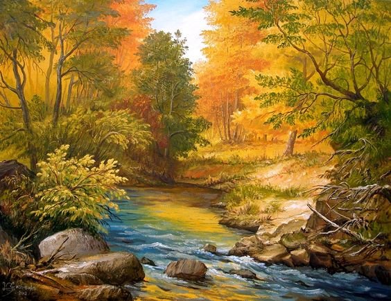 пейзаж - осень.деревья.река. - оригинал