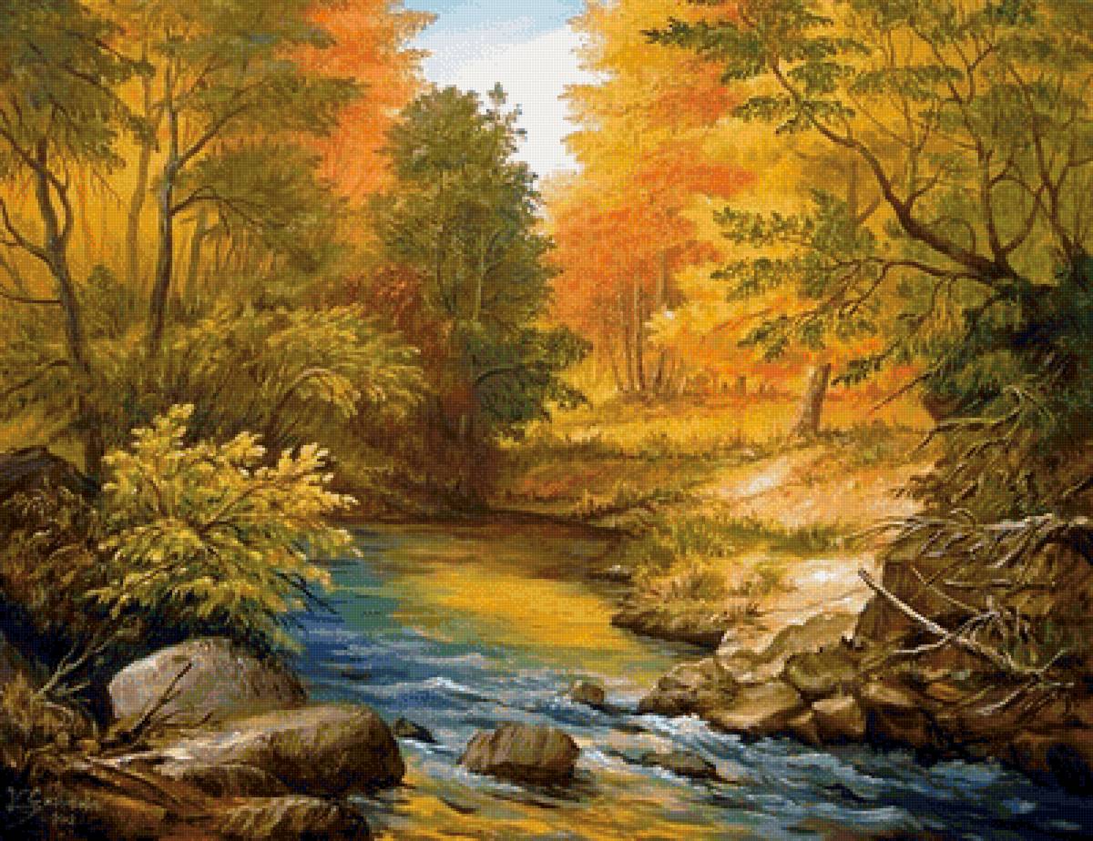 пейзаж - осень.деревья.река. - предпросмотр