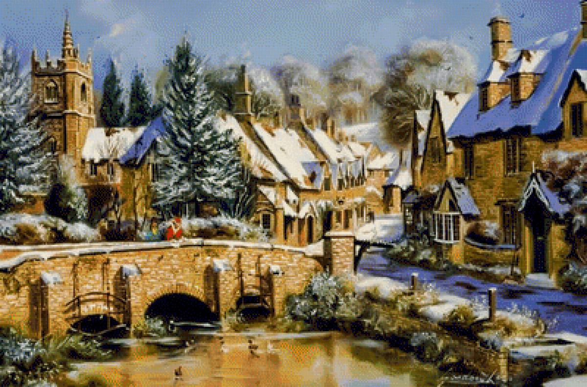 Castle Combe. - gordon lees paintings. snowscenes.people.christmas. - предпросмотр