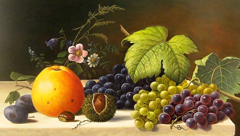 Серия "Натюрморты". - виноград, натюрморт, фрукты - оригинал