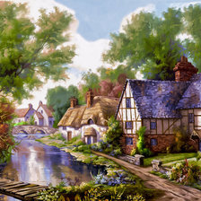 Схема вышивки «Chelsworth Village.»