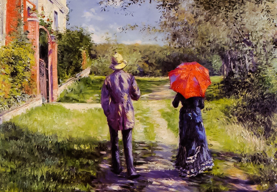 Chemin Montant. - gustave caillebotte painter.scenary.people.flowers and gardens. - оригинал