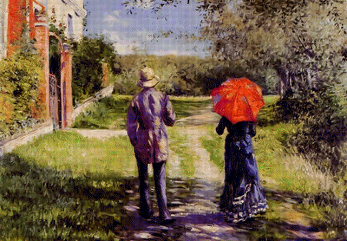 Chemin Montant. - gustave caillebotte painter.scenary.people.flowers and gardens. - предпросмотр