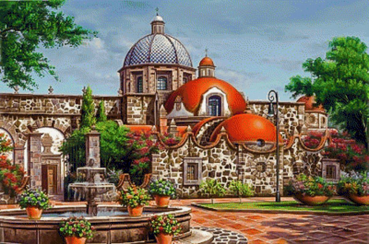 Cloister Garden. - arturo zárraga painter.scenarys.flowers and gardens. - предпросмотр