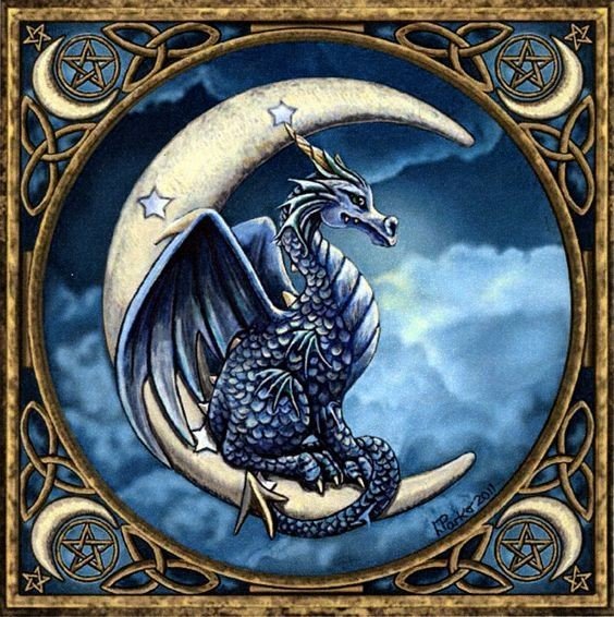 Лунный дракон - схема, ночь, луна, дракон - оригинал