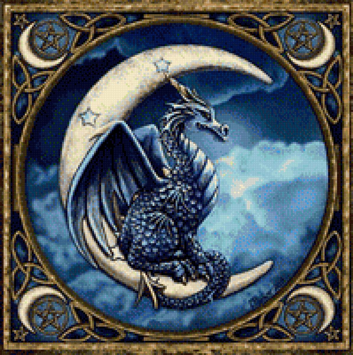 Лунный дракон - ночь, дракон, луна, схема - предпросмотр