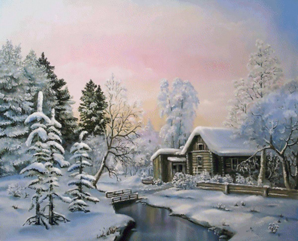 №1962542 - зима, пейзаж, домики - предпросмотр