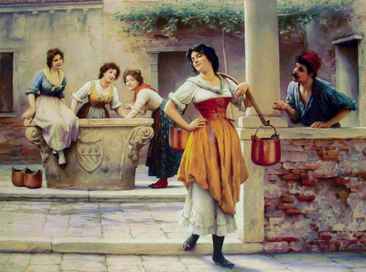 Flirtation at the Well. - eugene de blaas paints.scenarys.people. - предпросмотр
