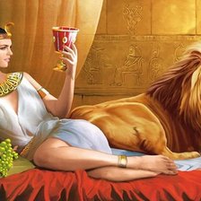Схема вышивки «девушка со львом»