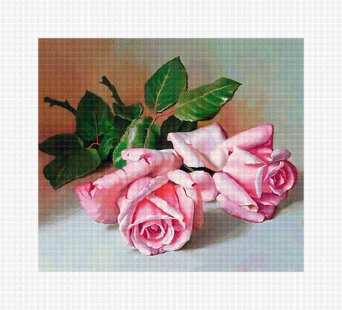 Две розы. 312/275, 57/50 см. - цветы., розы - предпросмотр