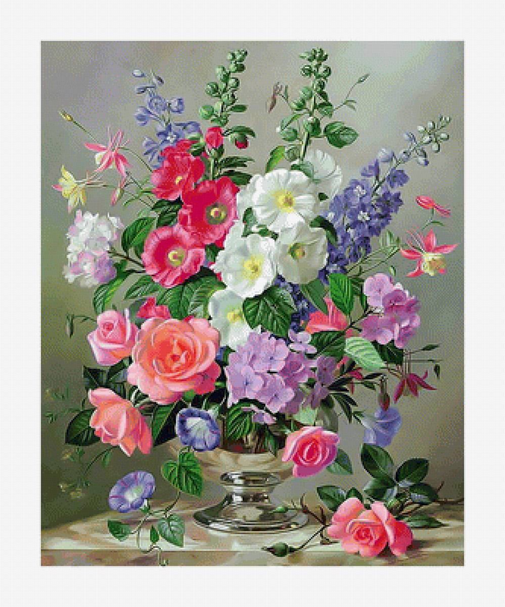 Букетик. 281/348, 51/ 64 см. - ваза, цветы, букет, картина., живопись - предпросмотр