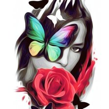 Схема вышивки «Butterfly rose girl»