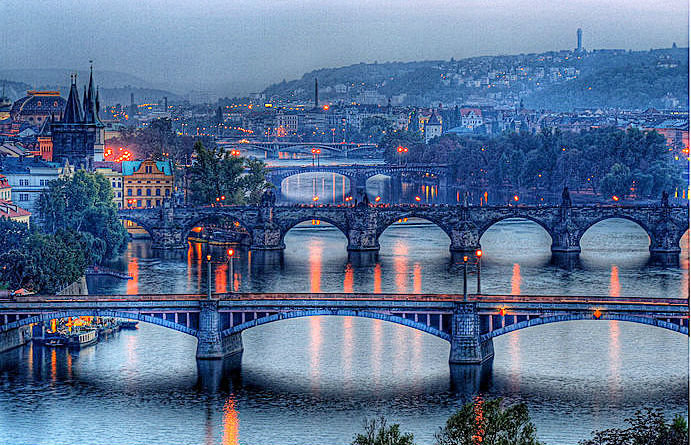 Ночной город - город, река, мост - оригинал