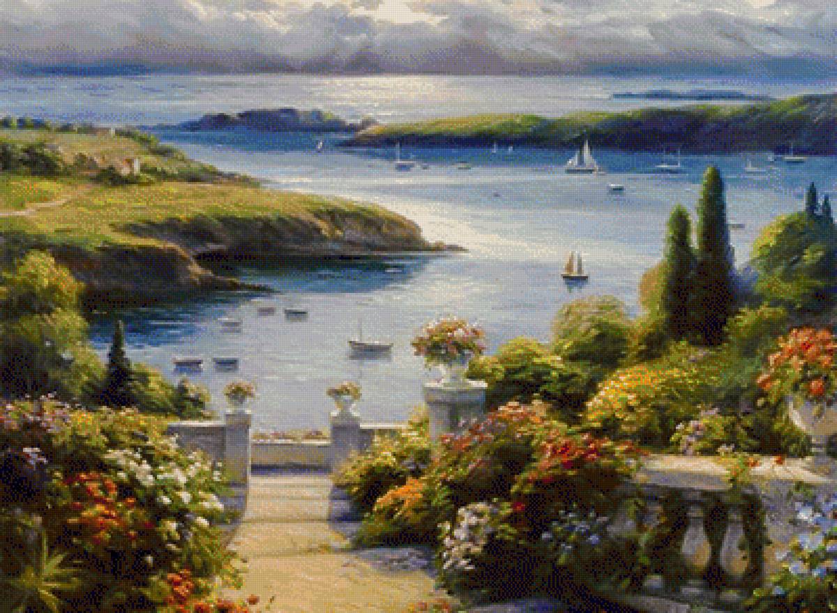 Harbor Garden. - ghambaro paintings. seascapes.flowers and gardens. - предпросмотр