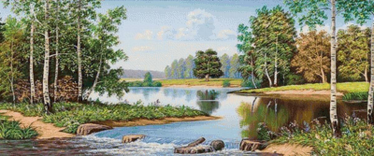 пейзаж - природа, река, березы, пейзаж - предпросмотр