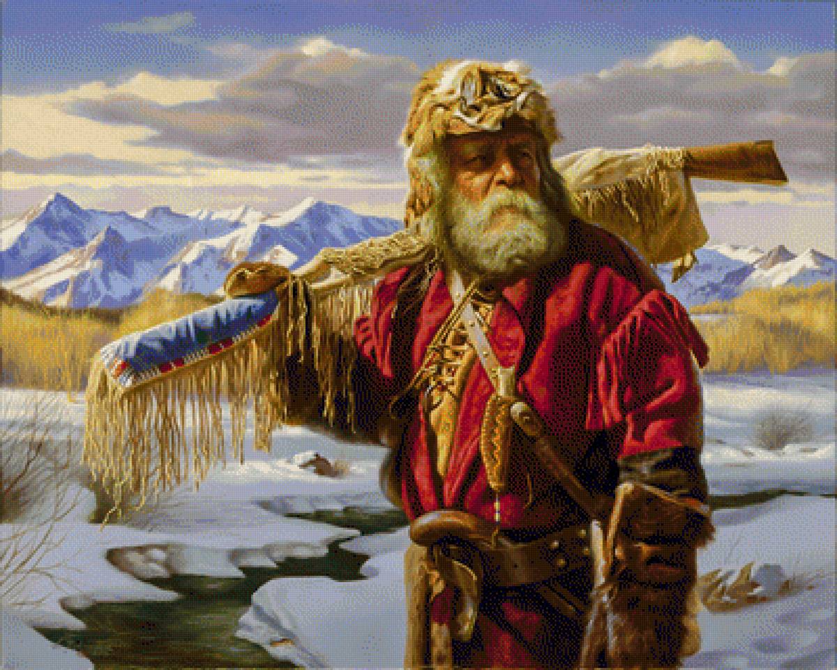 Lonely Trapper. - alfredo rodríguez paintings.snowscenes.people. - предпросмотр