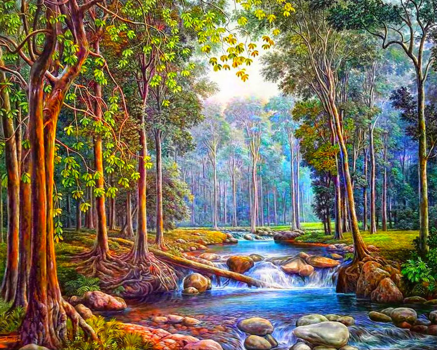 Пейзаж - река, лес - оригинал