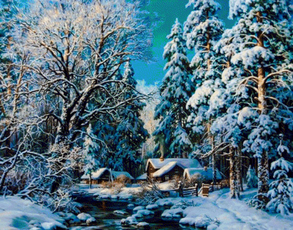 Small Forest Village. - mikhail satarov paintings.snowscapes. - предпросмотр
